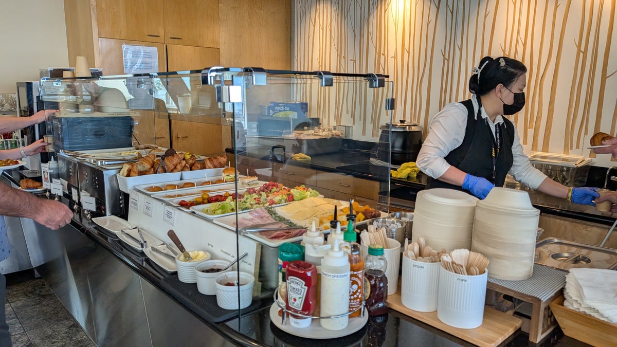 SFO Terminal A Golden Gate Lounge buffet