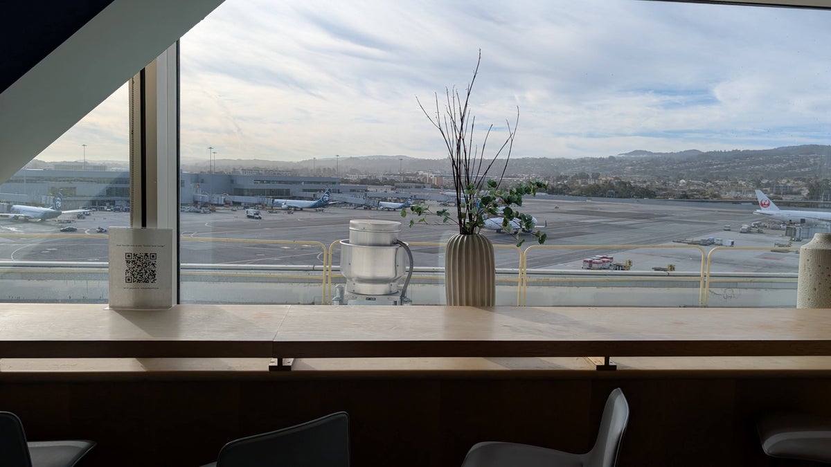 SFO Terminal A Golden Gate Lounge view from the bar