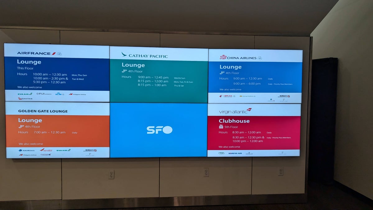 SFO Terminal A lounge area lounge list