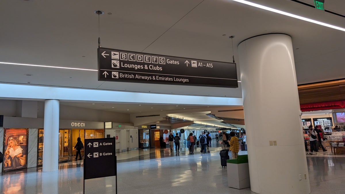 SFO Terminal A post security direction sign