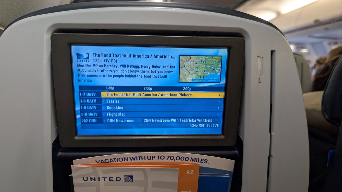 United IAH to MCO Dish Network inflight entertainment