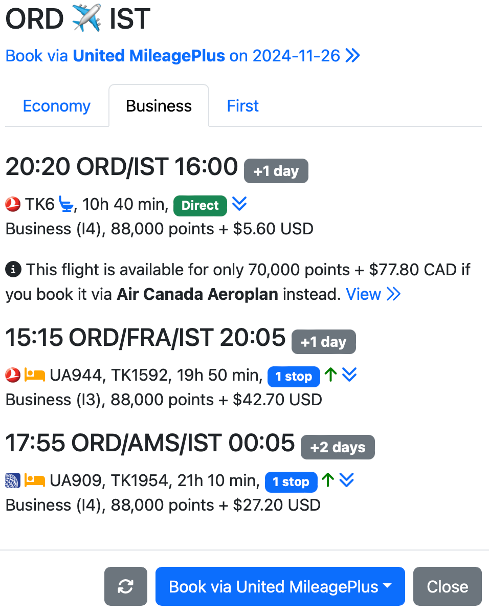 United Turkish Seats.aero award result