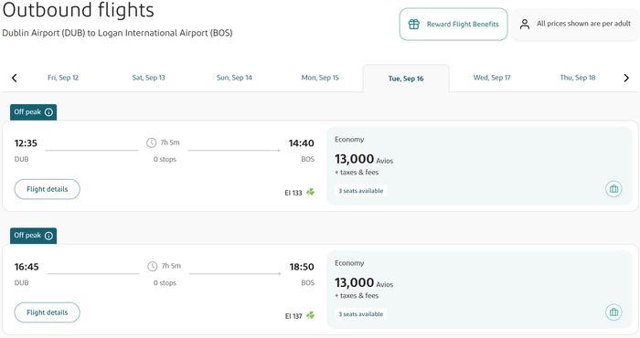 aer lingus award availability aer lingus award availability