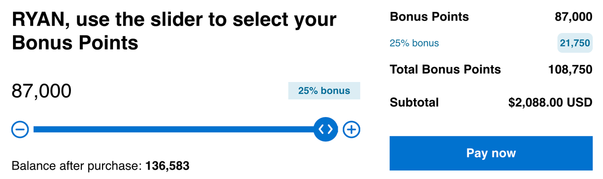 buy Hyatt points 25 bonus November 2024