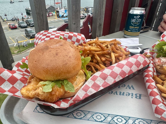 A photo of a fish sandwich in Lunenburg Nova Scotia A photo of a fish sandwich in Lunenburg Nova Scotia