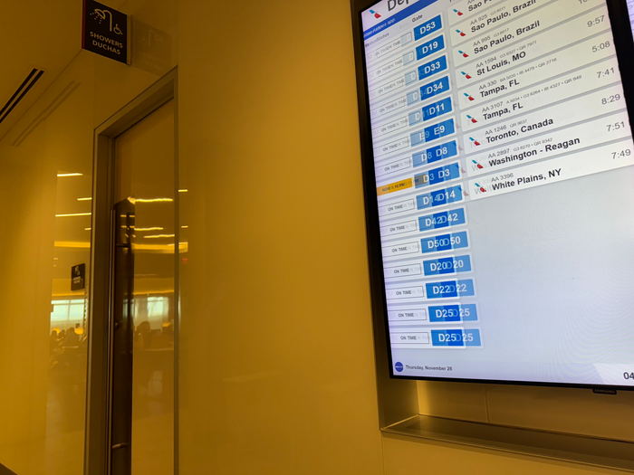 AA Flagship Lounge MIA departures board AA Flagship Lounge MIA departures board