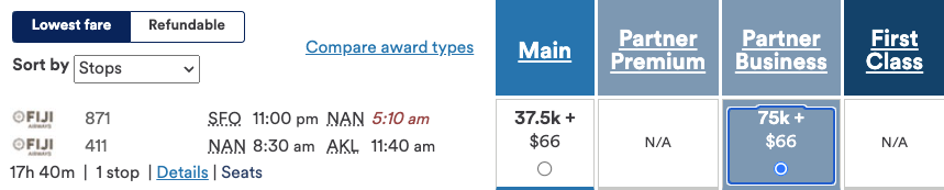 Alaska Fiji Airways Award