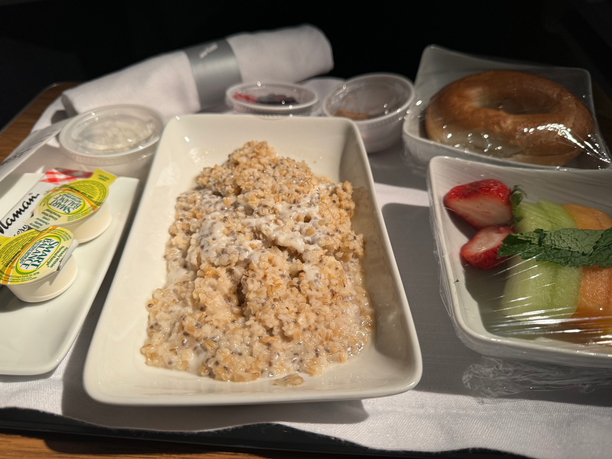 American Airlines B777 30 Business class breakfast