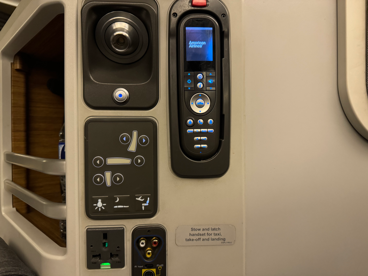 American Airlines B777 30 Business class seat controls