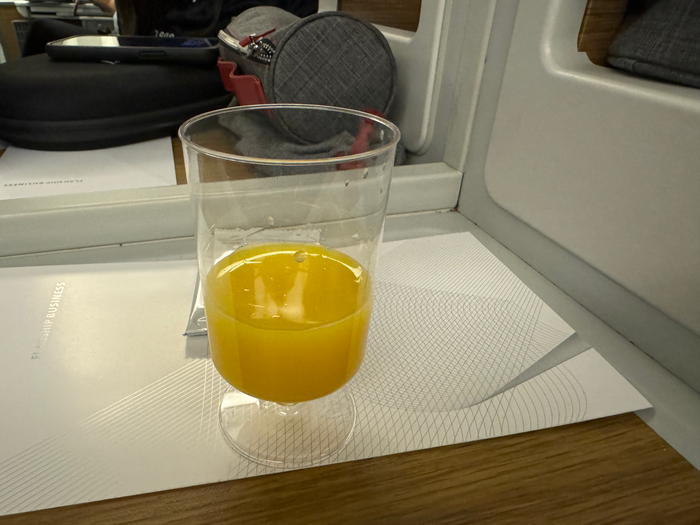 American Airlines B777 30 Business class welcome drink American Airlines B777 30 Business class welcome drink