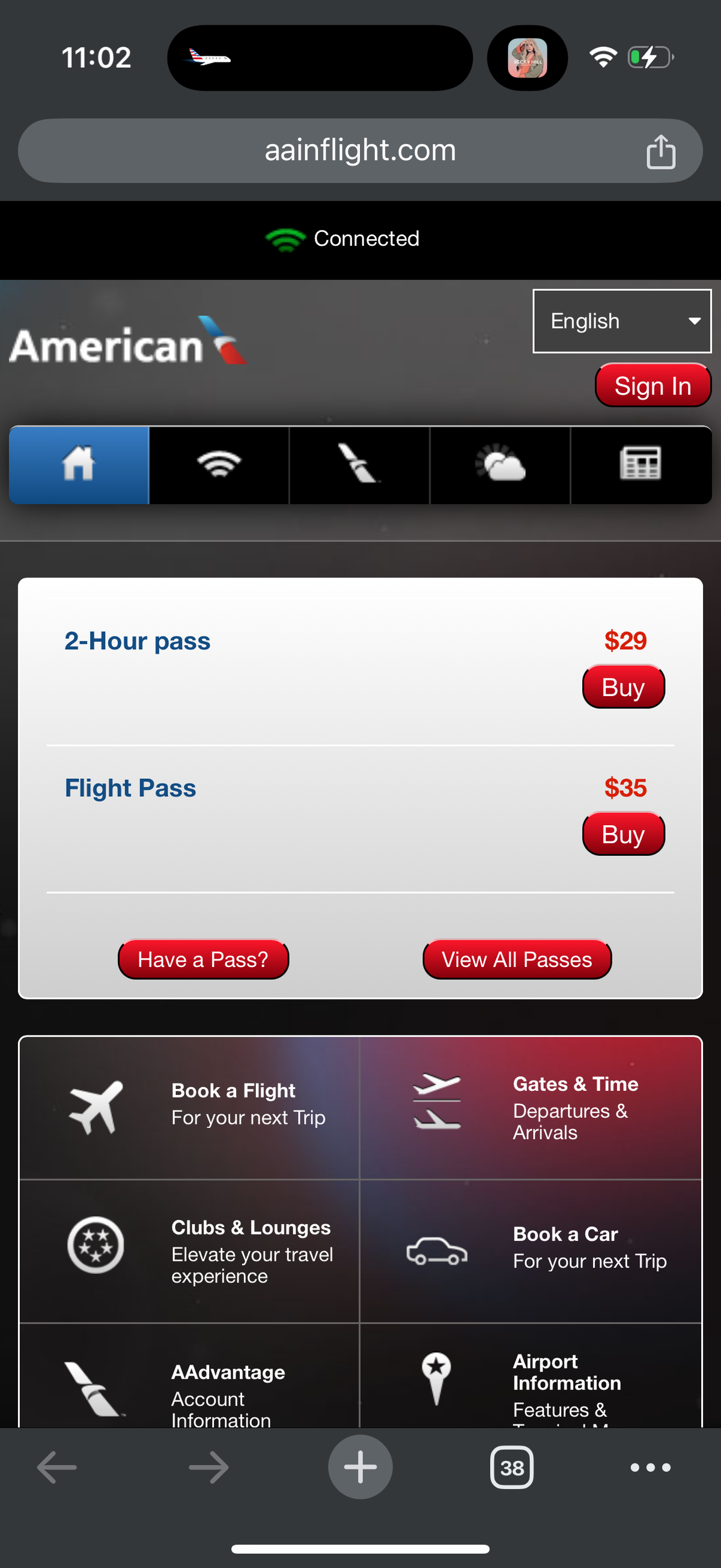 American Airlines WiFI prices