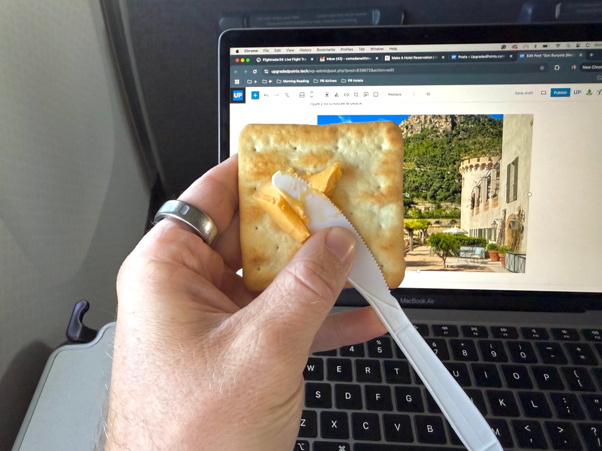 American Airlines economy FnB cheese and crackers