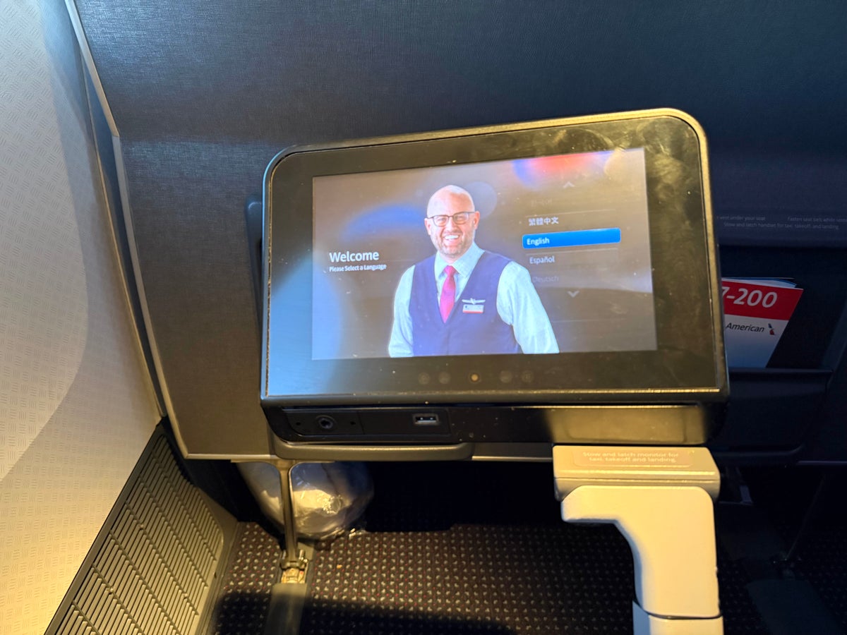 American Airlines economy IFE screen bulkhead