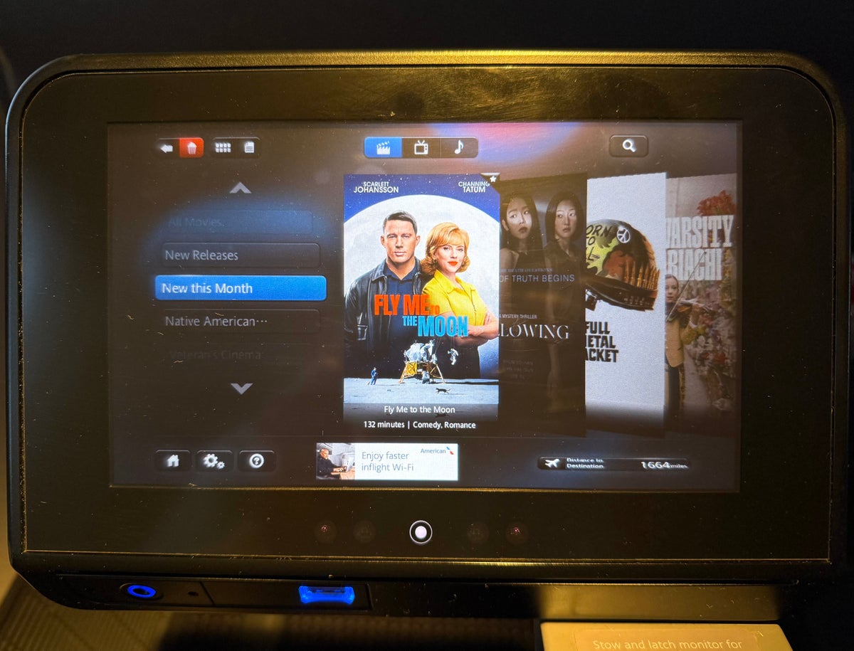 American Airlines economy IFE screen