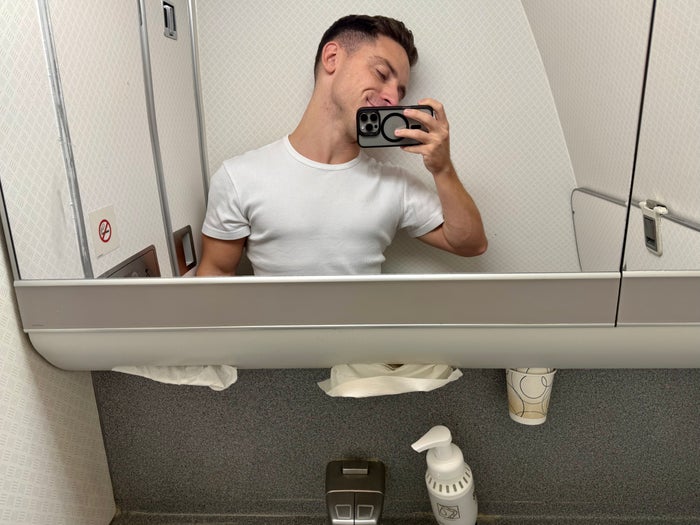 American Airlines economy bathroom Boeing 777