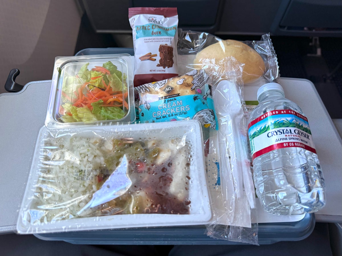 American Airlines economy meal tray