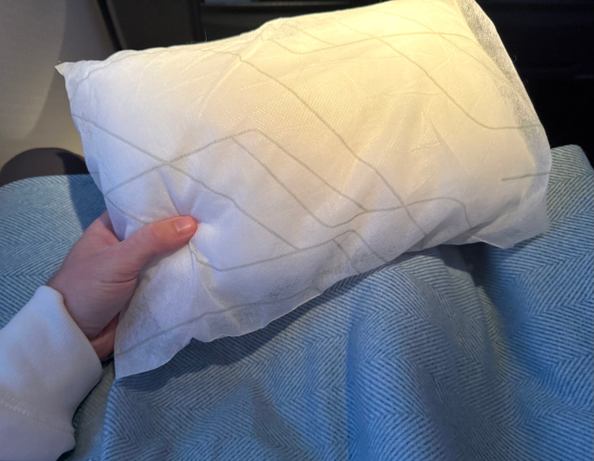 American Airlines economy pillow and blanket