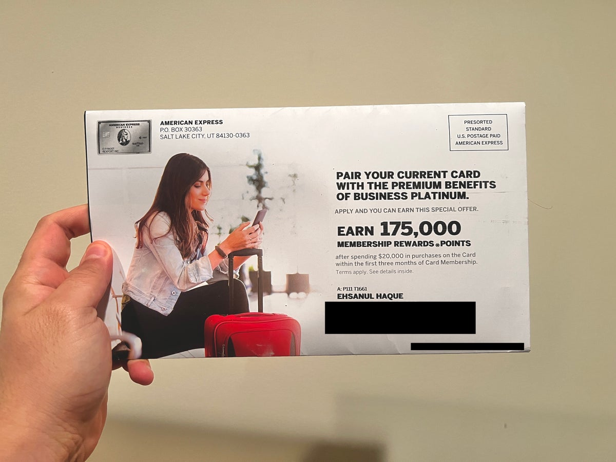 Amex Business Platinum card targeted offer