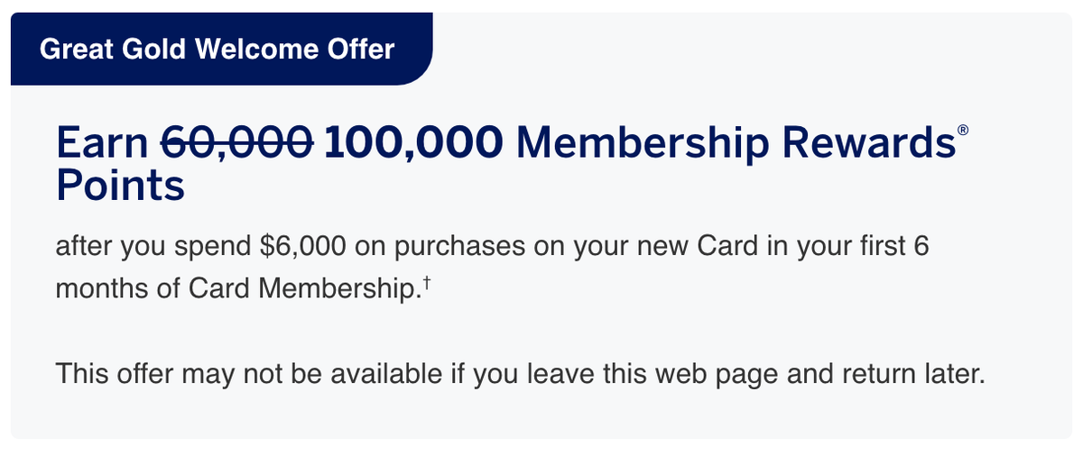 Amex Gold 100k offer December 9 2024