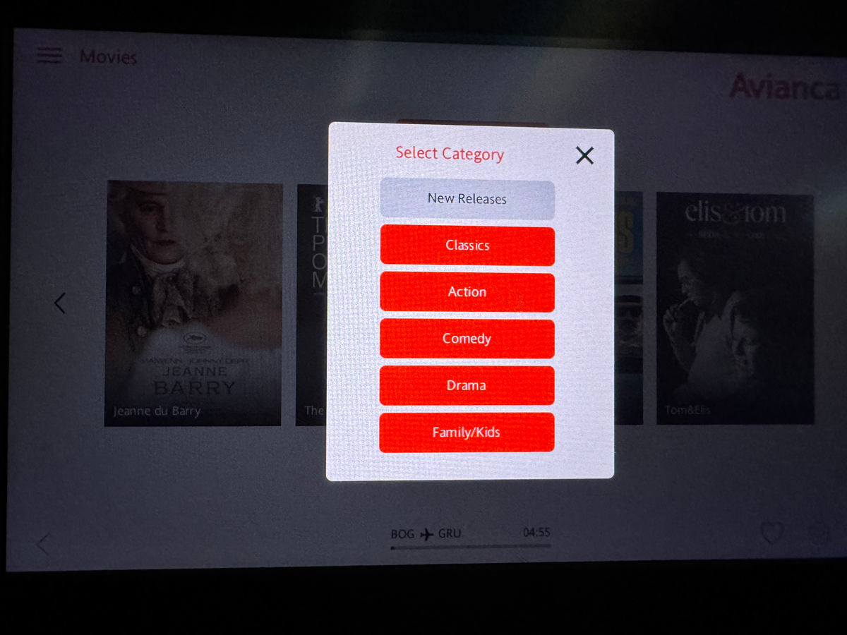 Avianca B787 8 Norwegian business movie categories