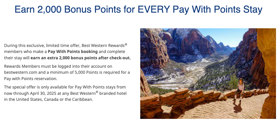 Best Western Pay With Points rebate promotion