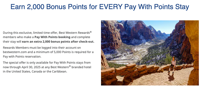 Best Western Pay With Points rebate promotion