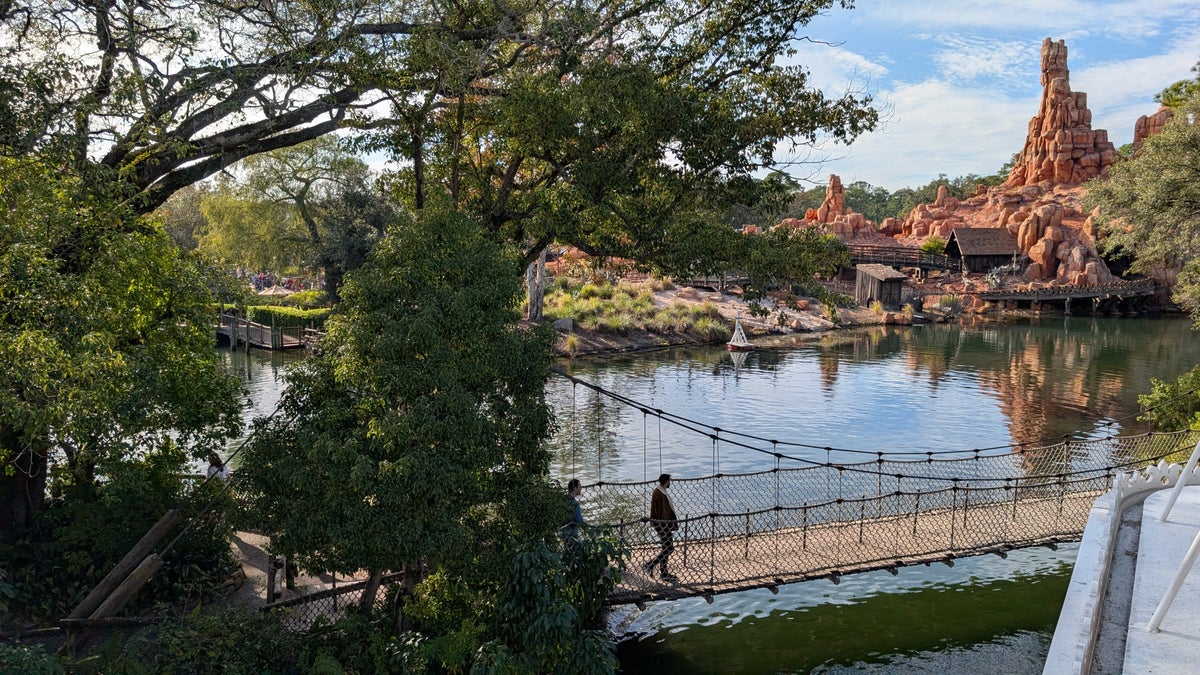 Big Thunder Mountain and Tom Sawyer Island from the Liberty Belle at Magic Kingdom