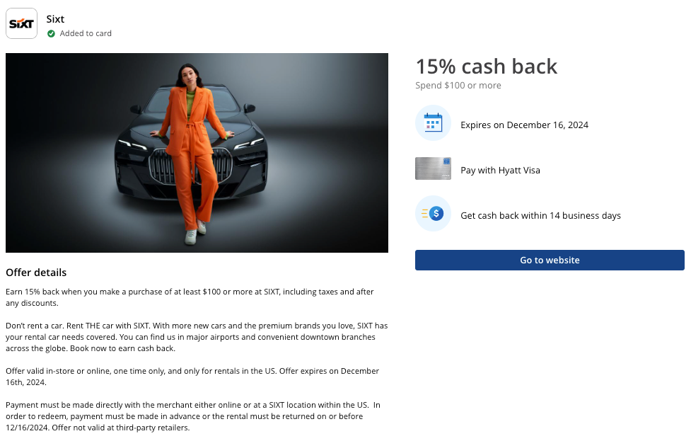 Chase Offer Sixt December 2024