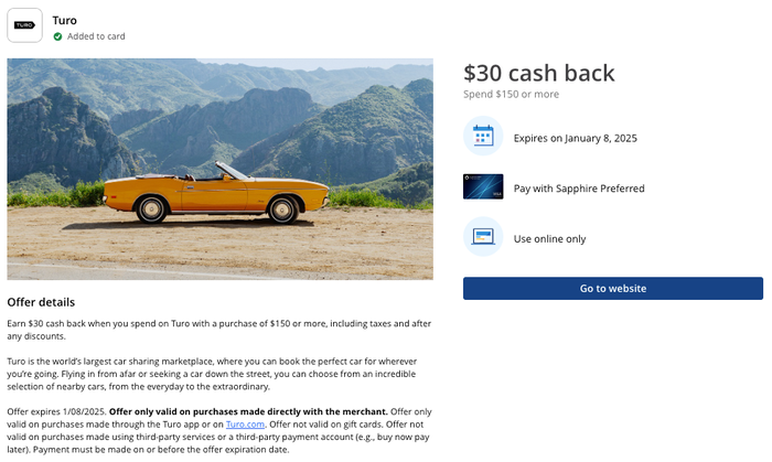 Chase Offer Turo December 2024 Chase Offer Turo December 2024
