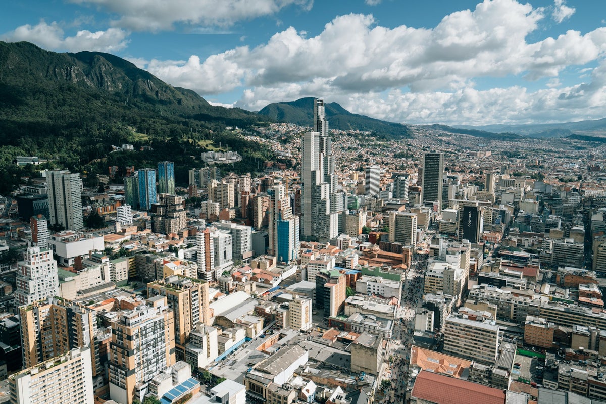 High rises, mountain, and clouds in Colombia’s capital city of Bogotá