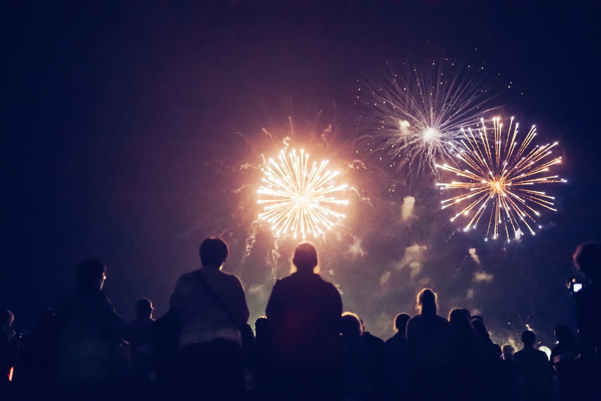 Crowd watching fireworks