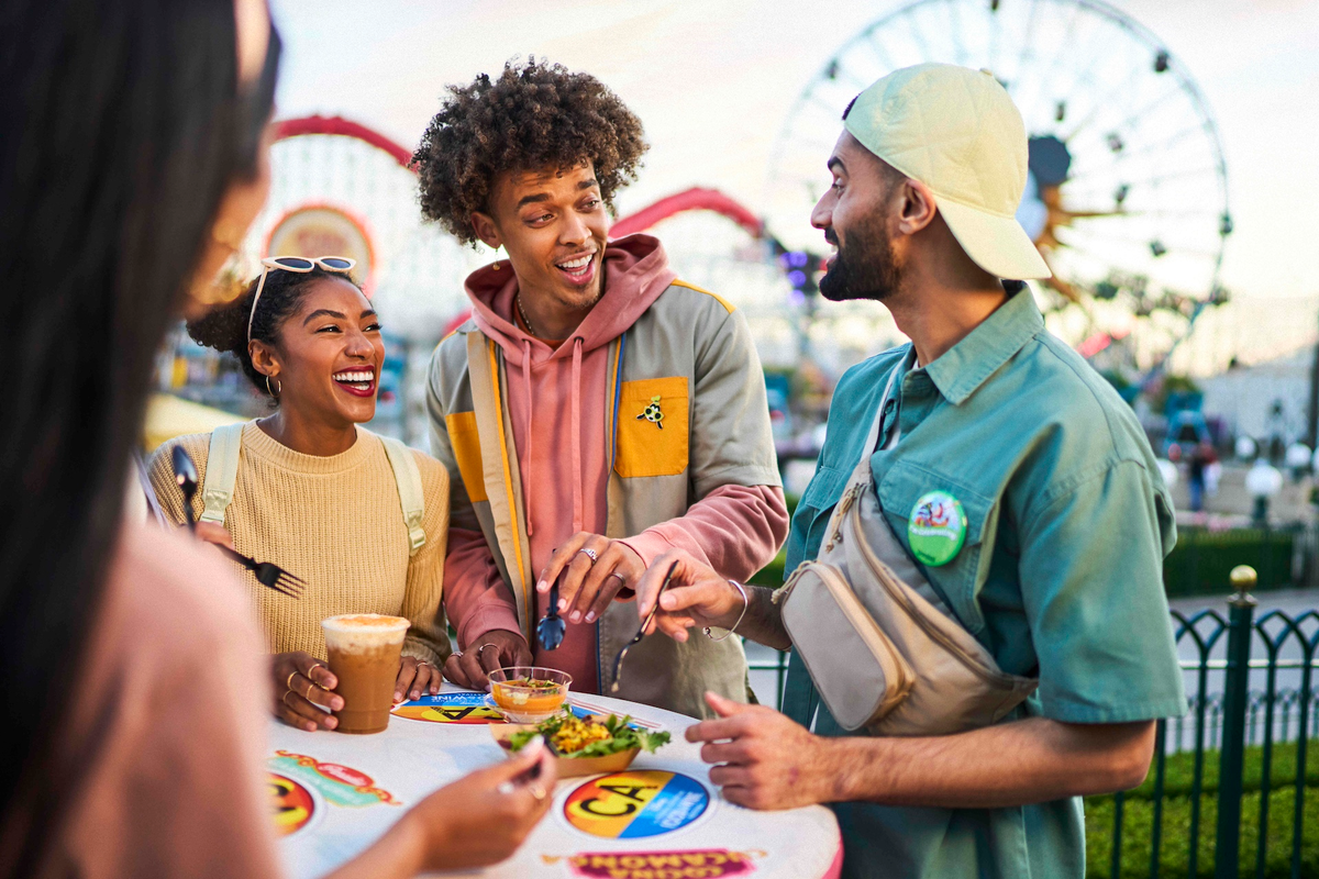 guests at California Adventure eating and drinking together