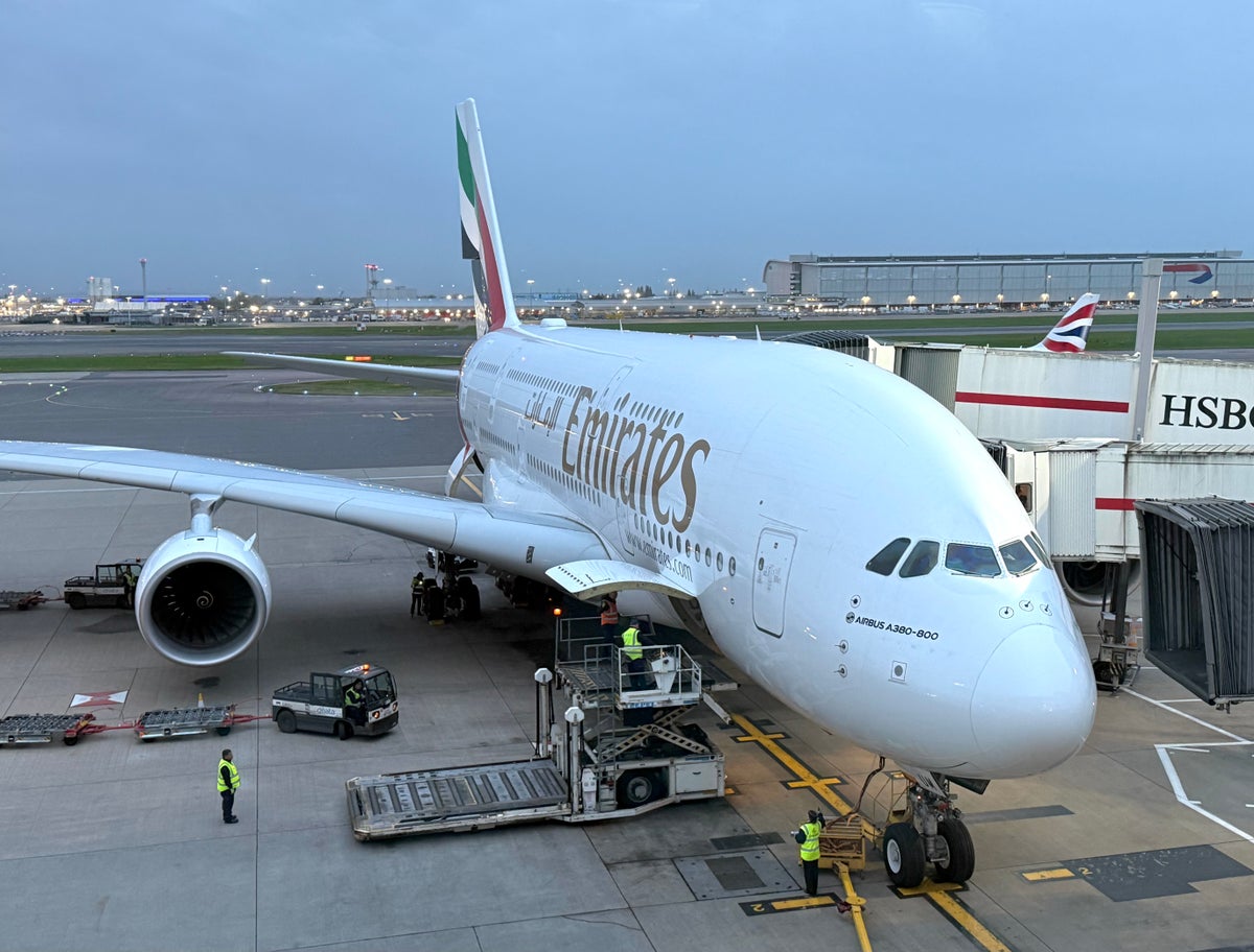 Emirates Airbus A380 at London Heathrow LHR