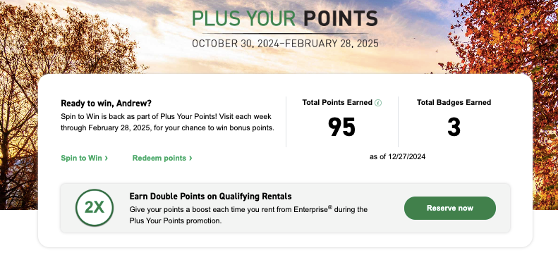 Enterprise Plus Your Points Earning