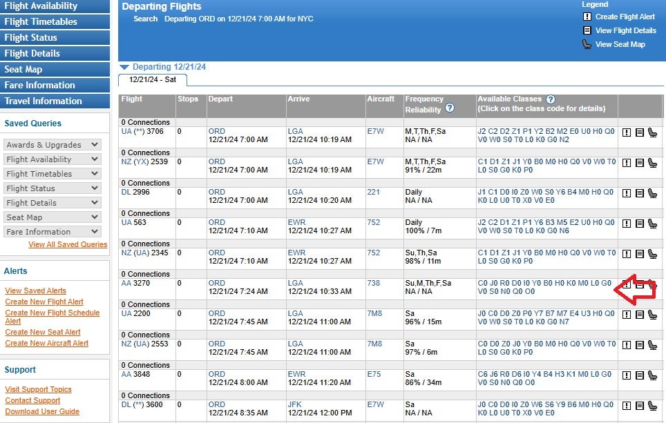 Expert Flyer Seat Availability