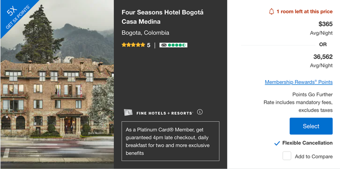 Four Seasons Bogota Amex FHR Four Seasons Bogota Amex FHR