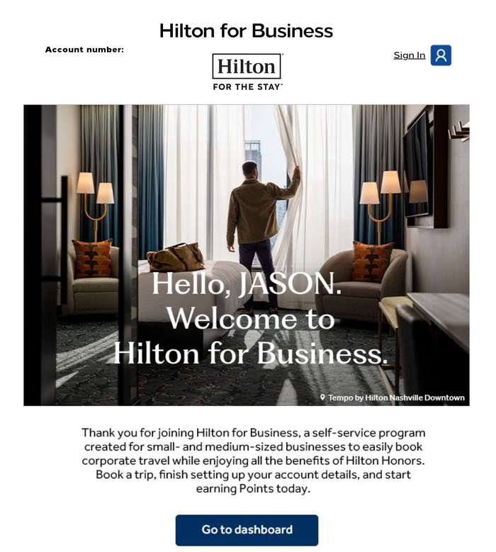 Hilton for Business account Hilton for Business account