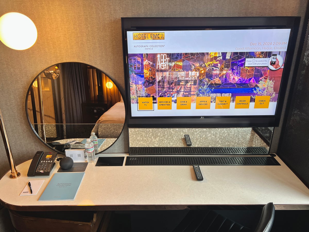 Hotel EMC2 Autograph Collection television and workstation