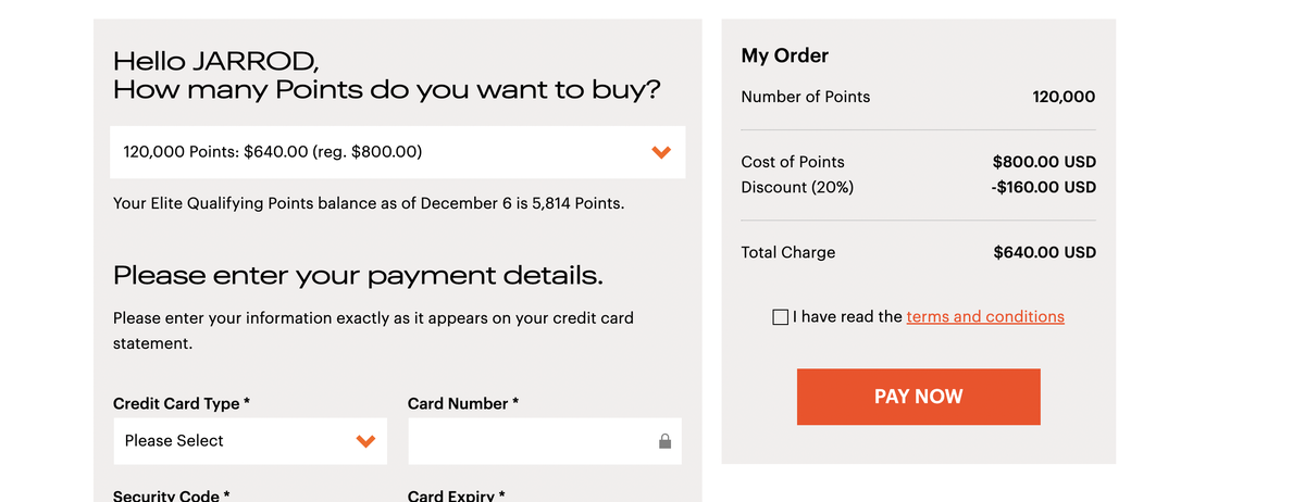 IHG buy status points promotion pricing