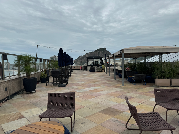 JW Marriott Hotel Rio de Janeiro rooftop seating overlooking street JW Marriott Hotel Rio de Janeiro rooftop seating overlooking street