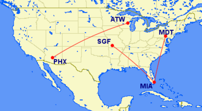 New American Airlines Domestic Routes map