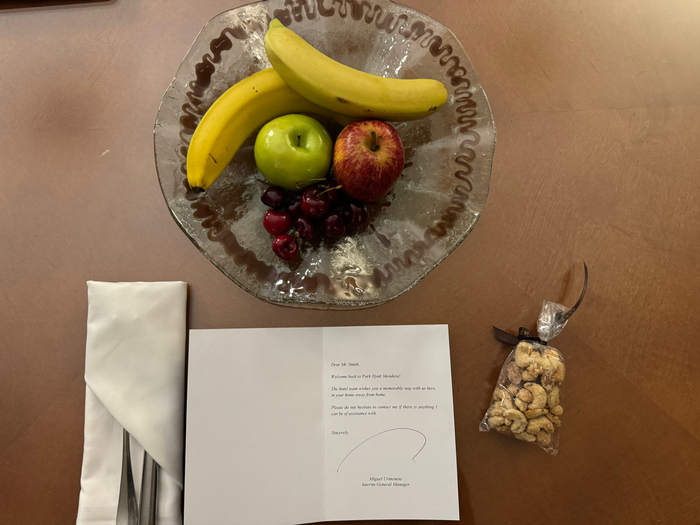 Park Hyatt Mendoza Park Suite welcome gift