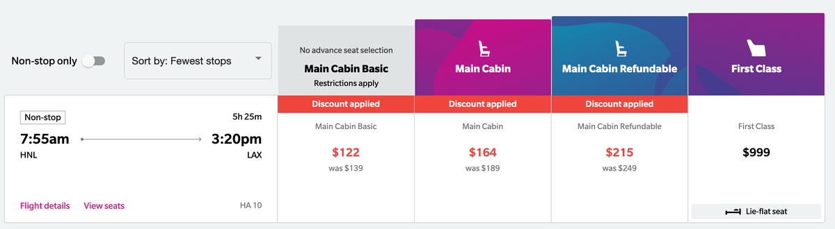 Select Flight Hawaiian Airlines saying discount applied