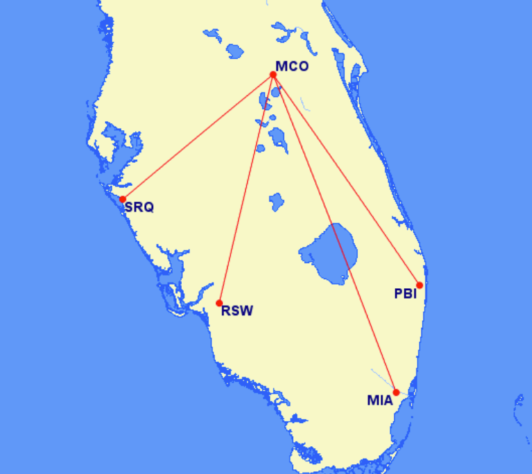 Southwest Airlines intra Florida routes