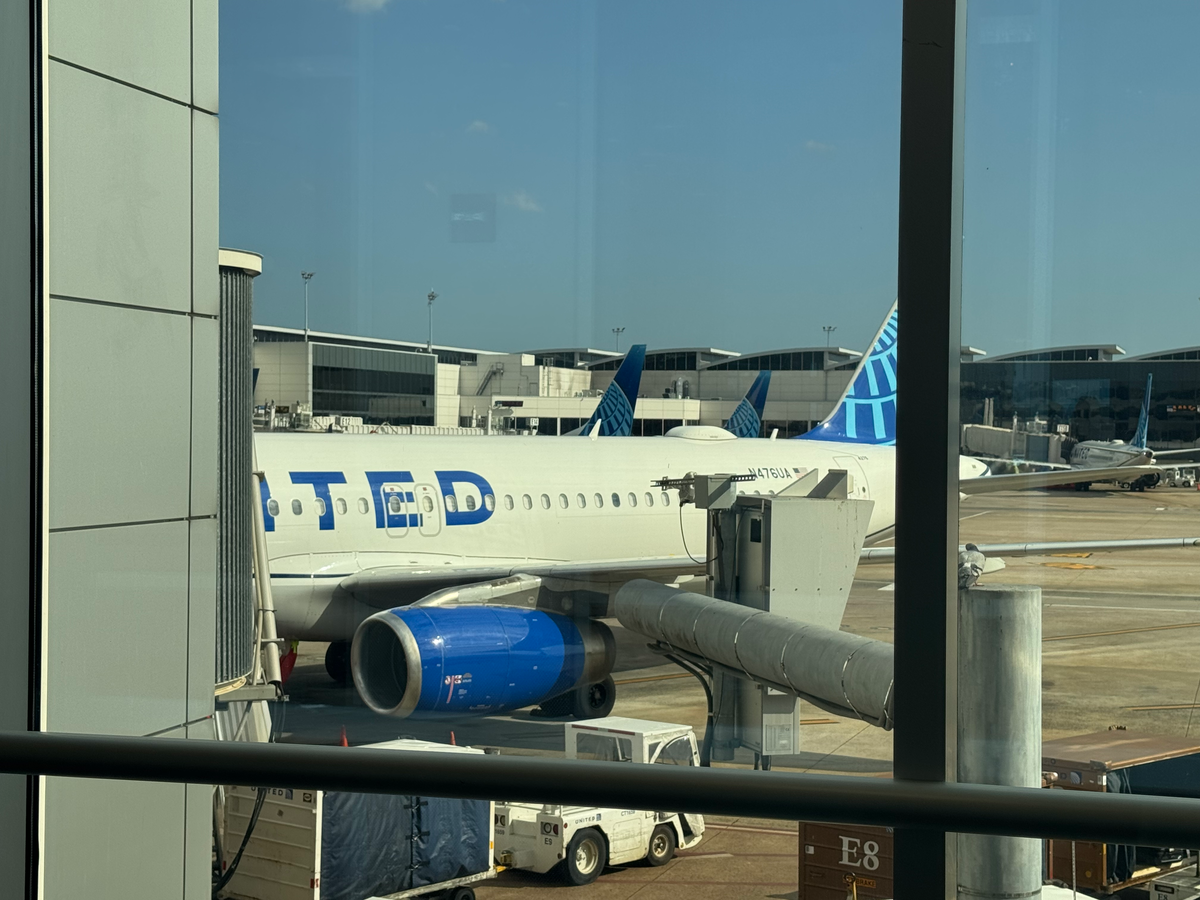 United Airlines A320 plane at gate at IAH