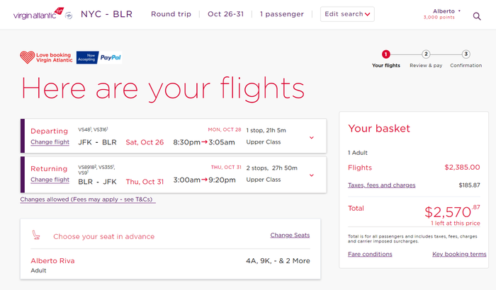 Virgin Atlantic booking Virgin Atlantic booking