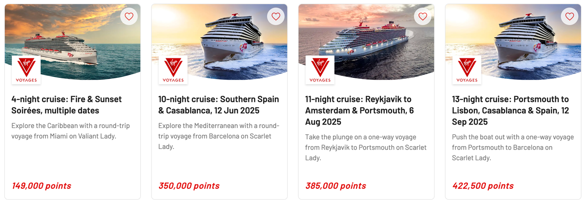 Virgin Cruises points offers December 2024