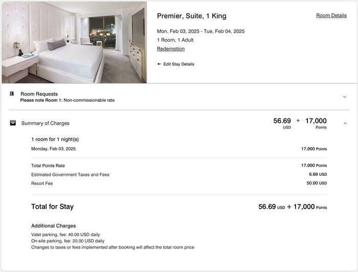W Las Vegas award pricing breakdown W Las Vegas award pricing breakdown