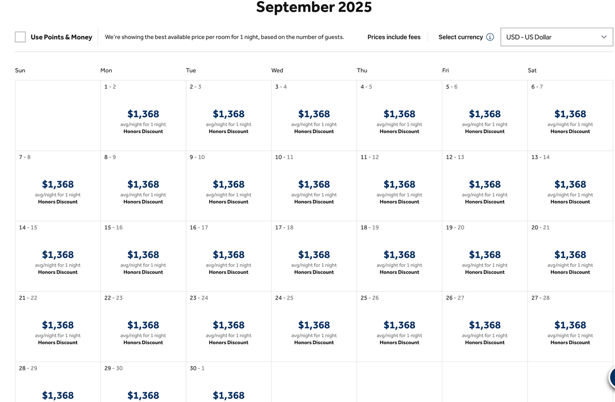 Waldorf Astoria Cash Rates