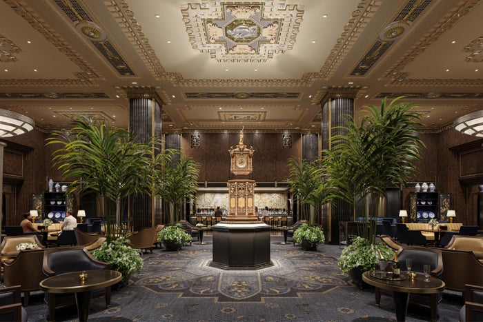 Waldorf Astoria New York Lobby with Clock Credit Noe Associates Courtesy The Boundary Waldorf Astoria New York Lobby with Clock Credit Noe Associates Courtesy The Boundary